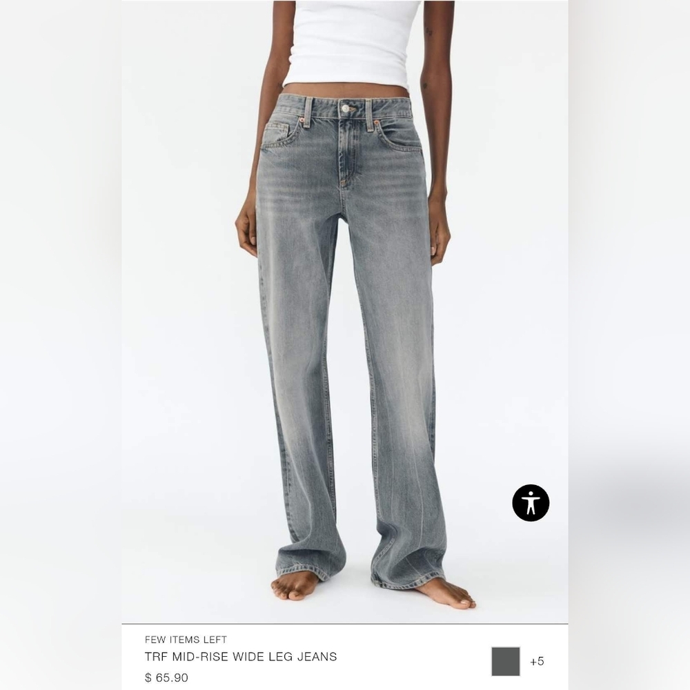 New Zara rusty grey wide leg jeans